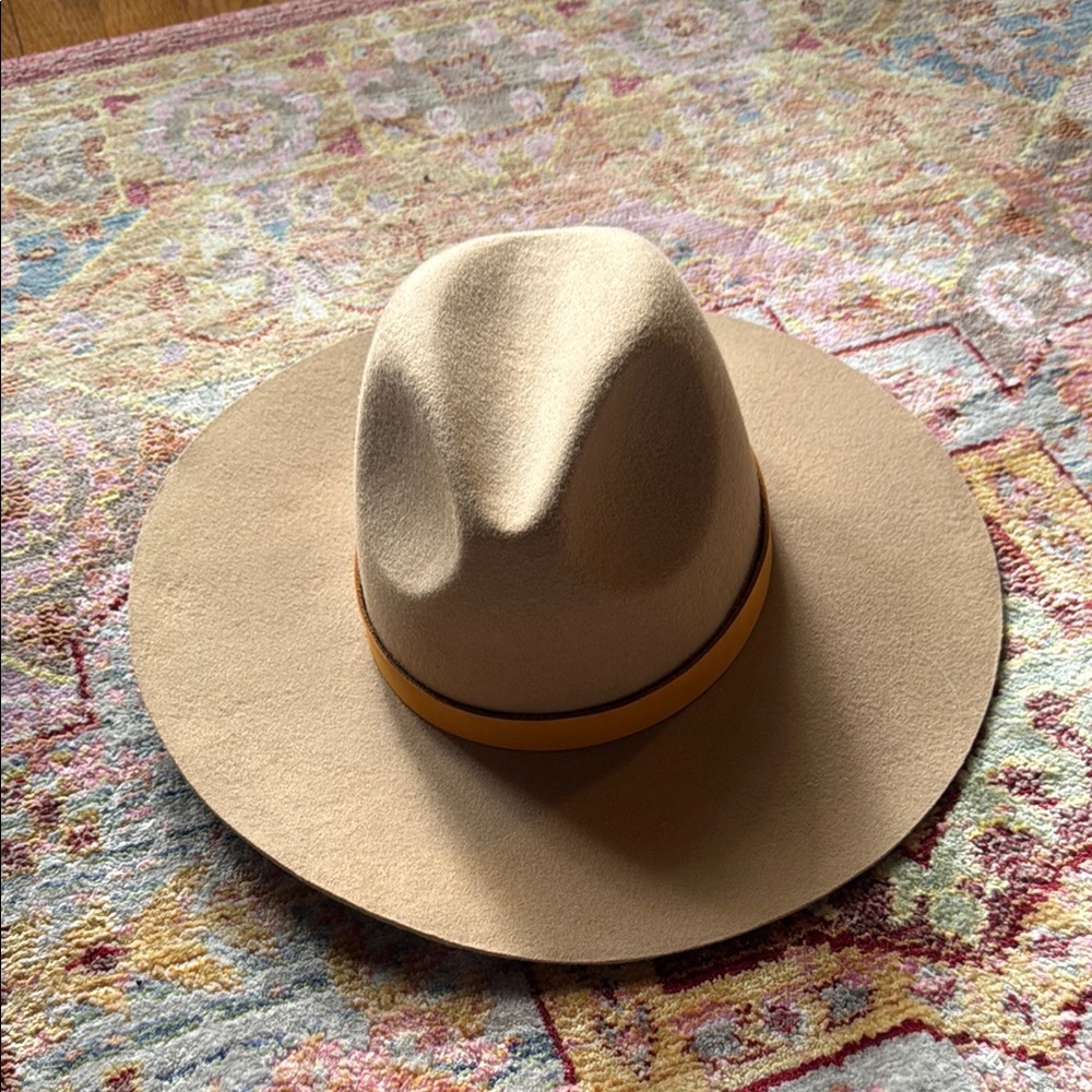Tan Wide Brim Hat with Yellow Band GigiPip brand